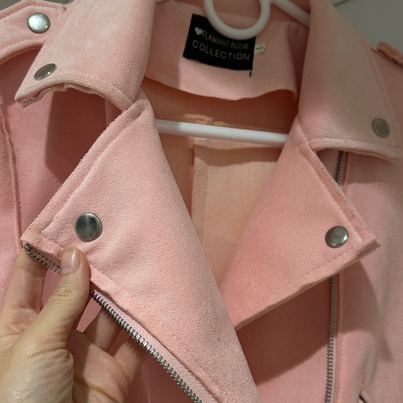 Pink faux leather biker jacket - Picture 8 of 12
